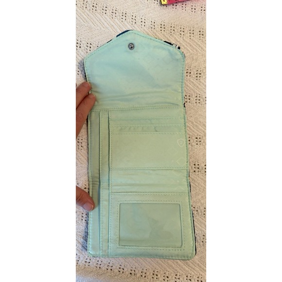 Vera Bradley Modern Floral Blue Small Trifold  Wallet Daisy - Picture 2 of 5